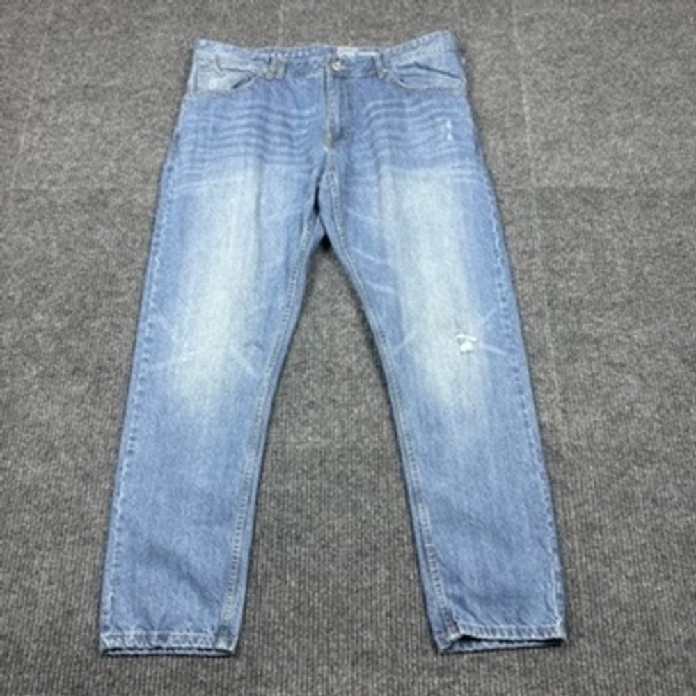 Sean John Bedford Classic Straight Leg Jeans Blue Distressed Denim Mens 38x32